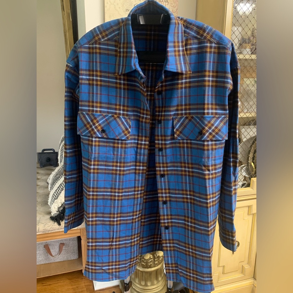 AMIRI Blue and Brown Plaid Shirt